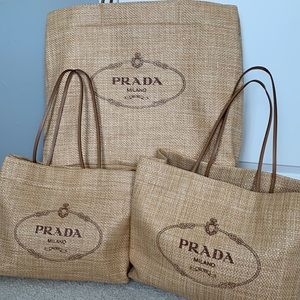 🏖️💖Authentic PRADA RAFFIA Beach Tote Large